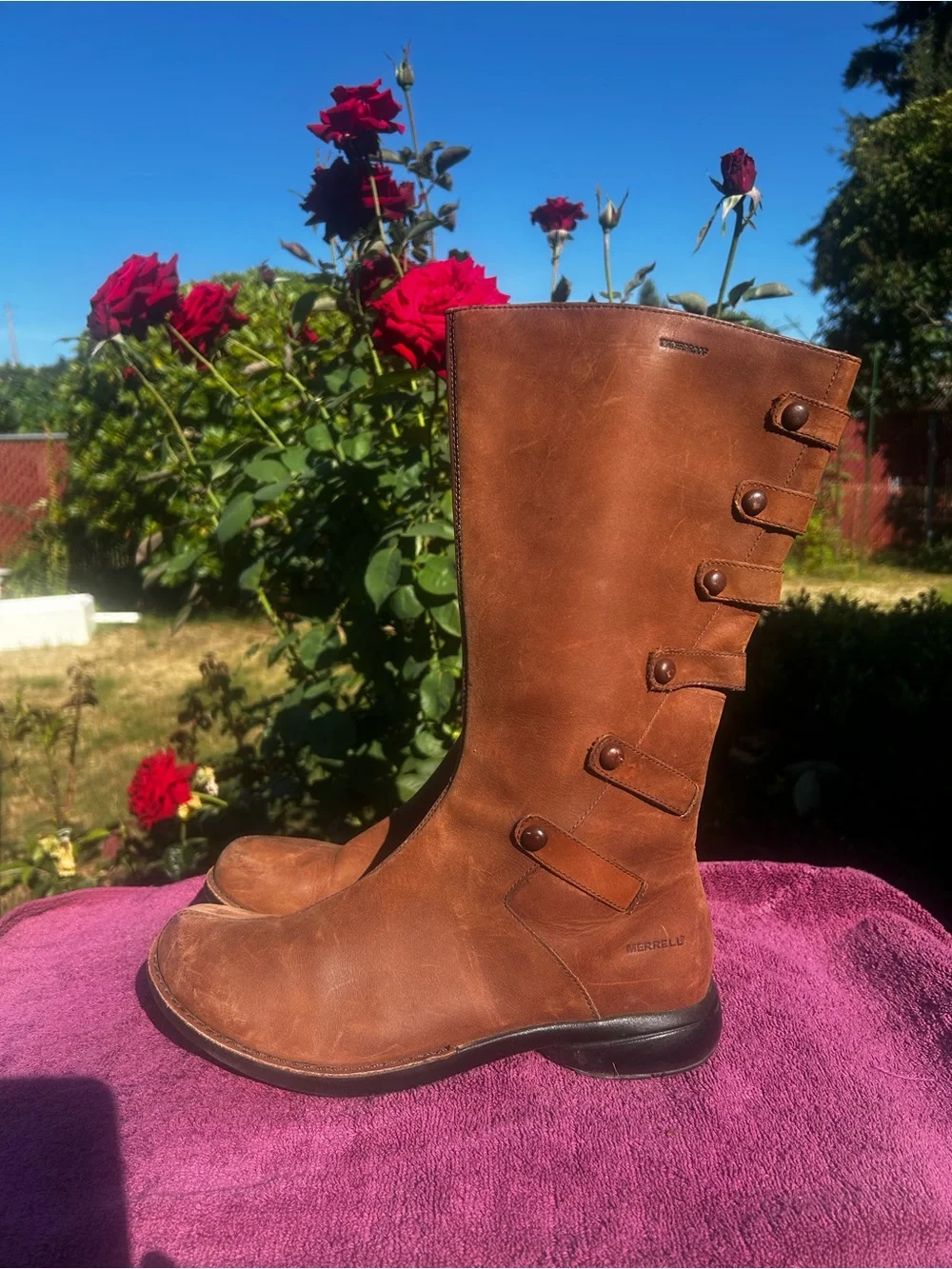 Merrell Tetra Launch Womens Cherry Brown Waterproof Riding Boots Size 10
